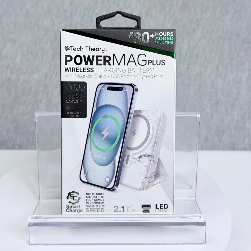 Tech Theory PowerMag Plus 10000mAh Wireless Charging Battery White Marble K168